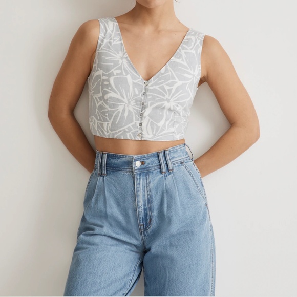 Madewell Button Down Cropped Tank Top - Picture 4 of 4